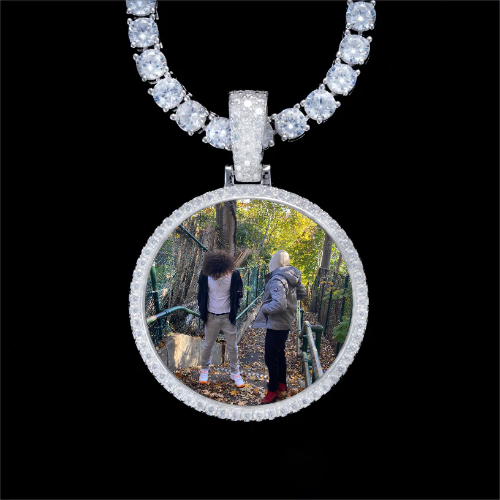 925S & VVS Moissanite 3D Circle Custom Picture Pendant