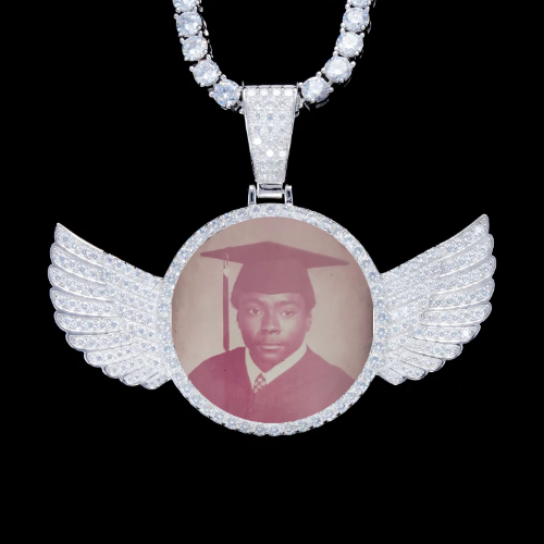 925S & VVS Moissanite 3D Wing Custom Picture Pendant
