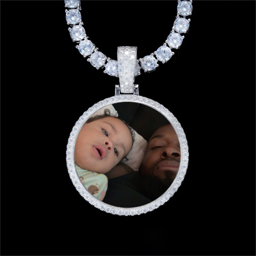 925S & VVS Moissanite 3D Circle Custom Picture Pendant