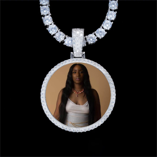 925S & VVS Moissanite 3D Circle Custom Picture Pendant