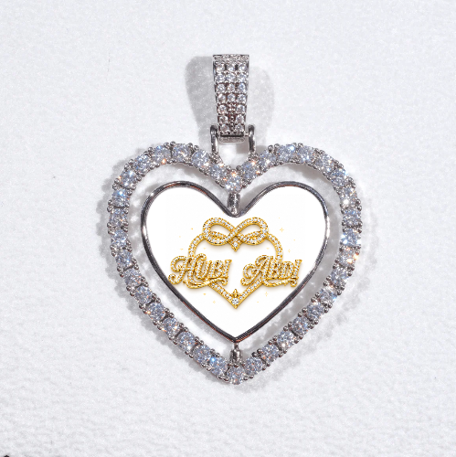 3D Spinning 2-Faced Heart Custom Picture Pendant