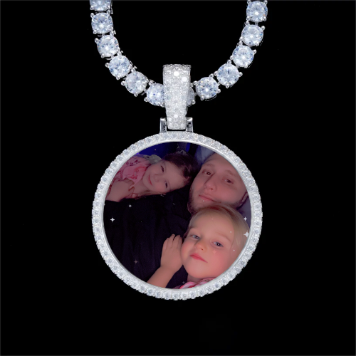 925S & VVS Moissanite 3D Circle Custom Picture Pendant