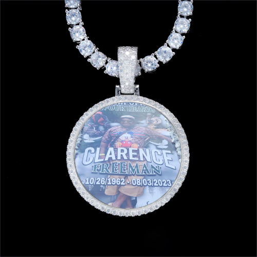 925S & VVS Moissanite 3D Circle Custom Picture Pendant