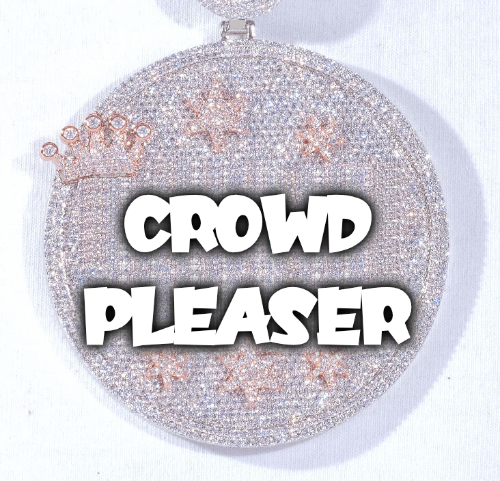 CUSTOM LETTER NECKLACE 3D BIG CROWN DISC
