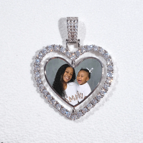 3D Spinning 2-Faced Heart Custom Picture Pendant