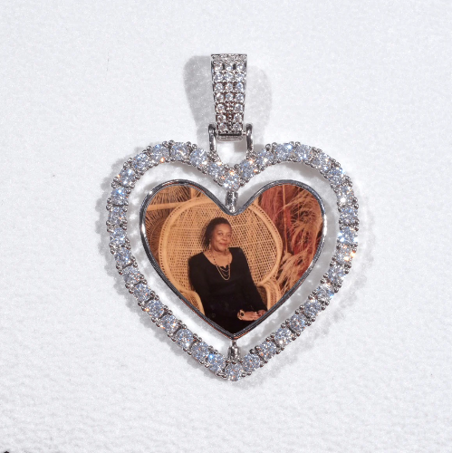 3D Spinning 2-Faced Heart Custom Picture Pendant