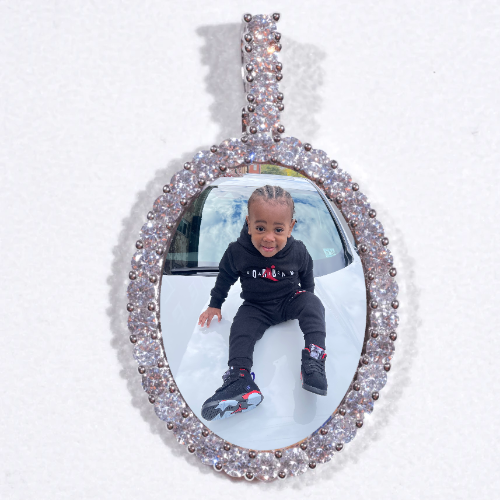 Large 3D Oval Custom Picture Pendant