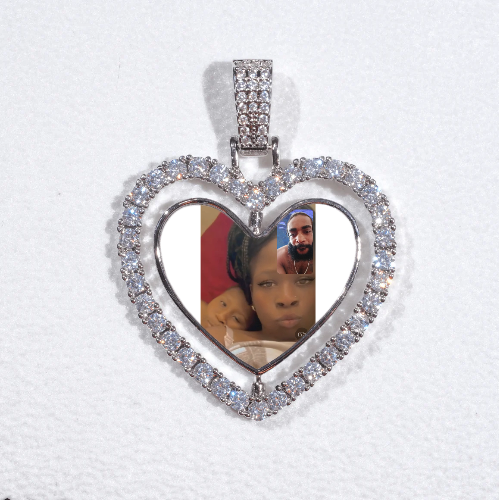 3D Spinning 2-Faced Heart Custom Picture Pendant