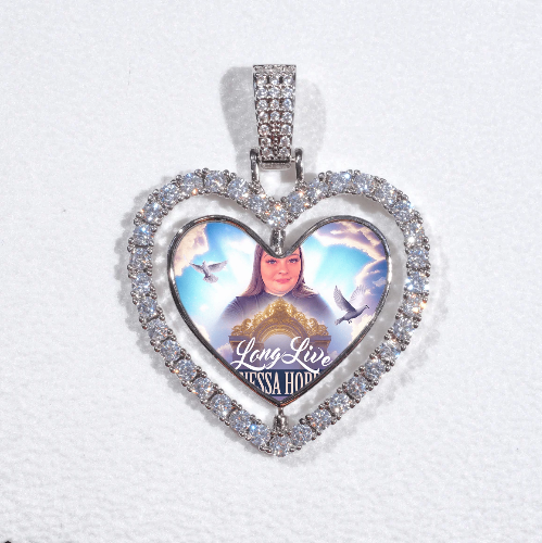 3D Spinning 2-Faced Heart Custom Picture Pendant