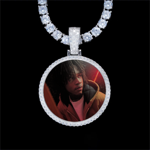 925S & VVS Moissanite 3D Circle Custom Picture Pendant