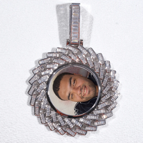 Large 3D Baguette Custom Picture Pendant