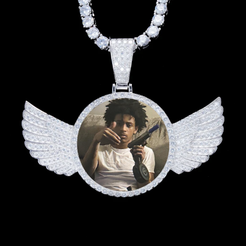925S & VVS Moissanite 3D Wing Custom Picture Pendant