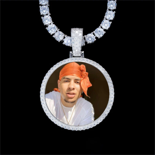 925S & VVS Moissanite 3D Circle Custom Picture Pendant