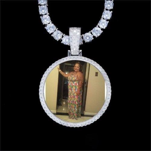 925S & VVS Moissanite 3D Circle Custom Picture Pendant