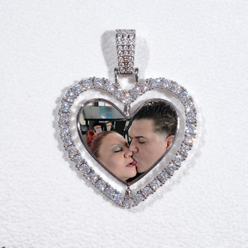 3D Spinning 2-Faced Heart Custom Picture Pendant