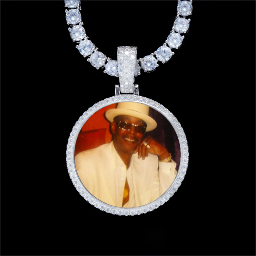 925S & VVS Moissanite 3D Circle Custom Picture Pendant