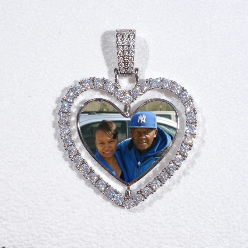 3D Spinning 2-Faced Heart Custom Picture Pendant