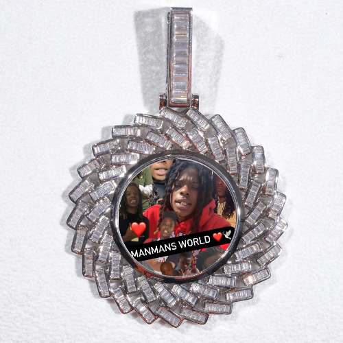 Large 3D Baguette Custom Picture Pendant