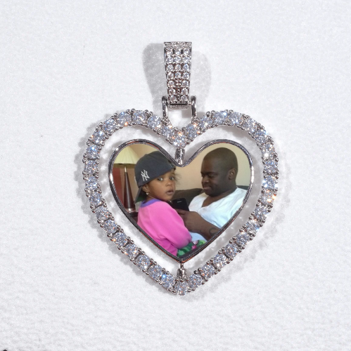 3D Spinning 2-Faced Heart Custom Picture Pendant