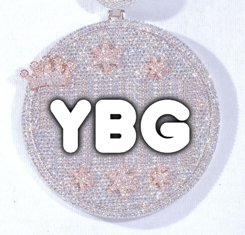 CUSTOM LETTER NECKLACE 3D BIG CROWN DISC