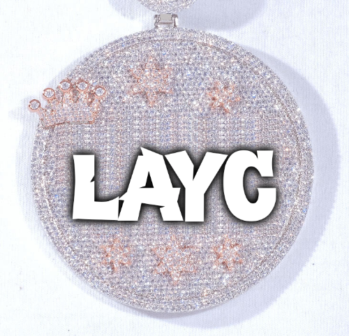 CUSTOM LETTER NECKLACE 3D BIG CROWN DISC