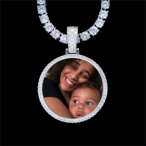 925S & VVS Moissanite 3D Circle Custom Picture Pendant