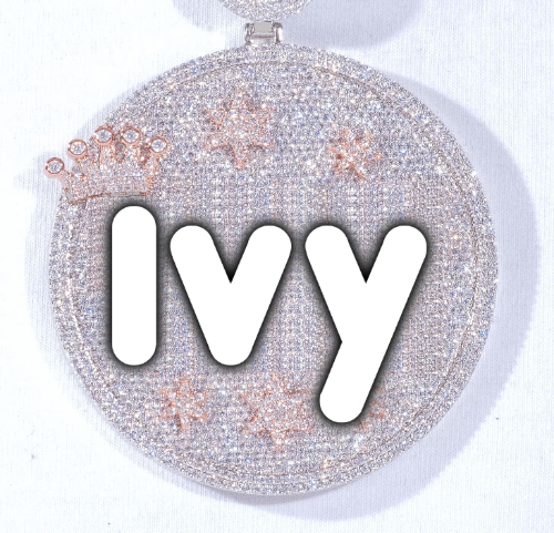 CUSTOM LETTER NECKLACE 3D BIG CROWN DISC