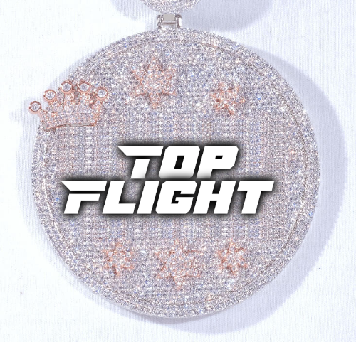 CUSTOM LETTER NECKLACE 3D BIG CROWN DISC