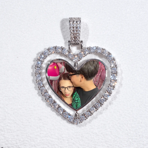 3D Spinning 2-Faced Heart Custom Picture Pendant