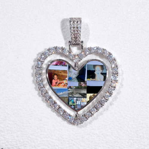 3D Spinning 2-Faced Heart Custom Picture Pendant