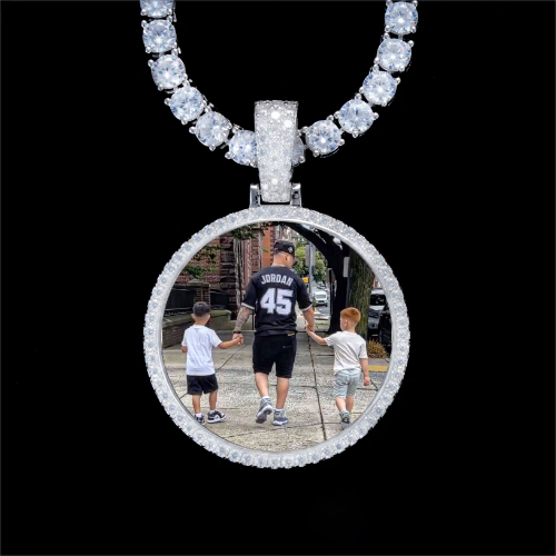 925S & VVS Moissanite 3D Circle Custom Picture Pendant