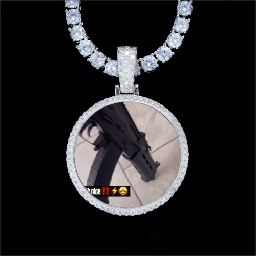 925S & VVS Moissanite 3D Circle Custom Picture Pendant