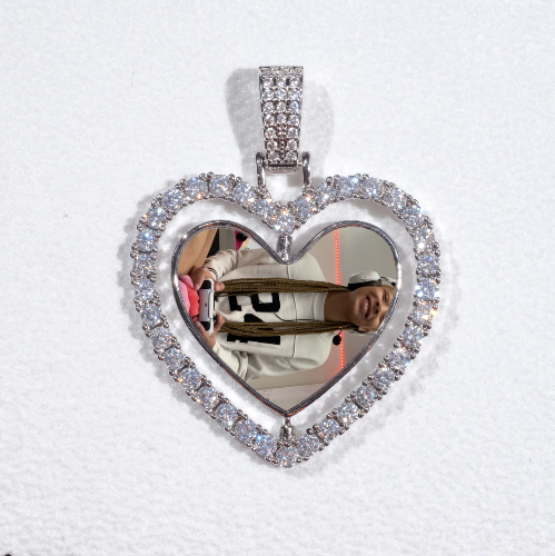3D Spinning 2-Faced Heart Custom Picture Pendant