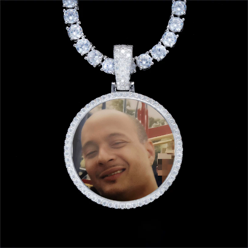 925S & VVS Moissanite 3D Circle Custom Picture Pendant