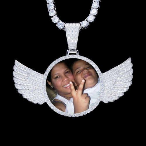 925S & VVS Moissanite 3D Wing Custom Picture Pendant