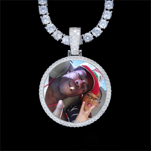 925S & VVS Moissanite 3D Circle Custom Picture Pendant