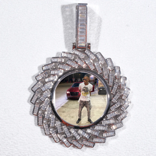 Large 3D Baguette Custom Picture Pendant