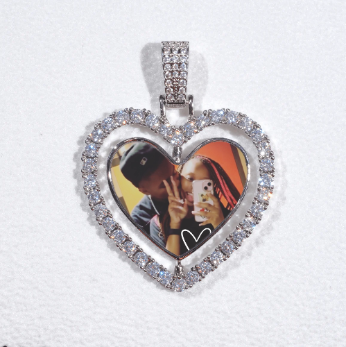 3D Spinning 2-Faced Heart Custom Picture Pendant