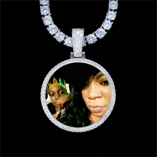 925S & VVS Moissanite 3D Circle Custom Picture Pendant