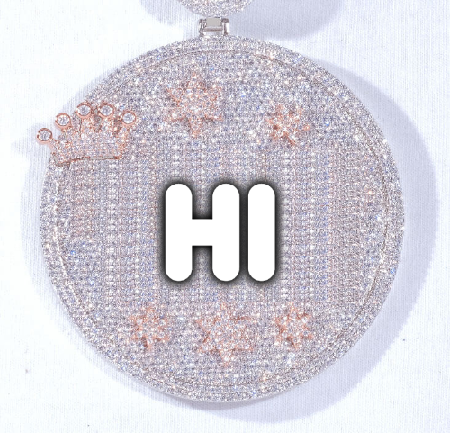 CUSTOM LETTER NECKLACE 3D BIG CROWN DISC