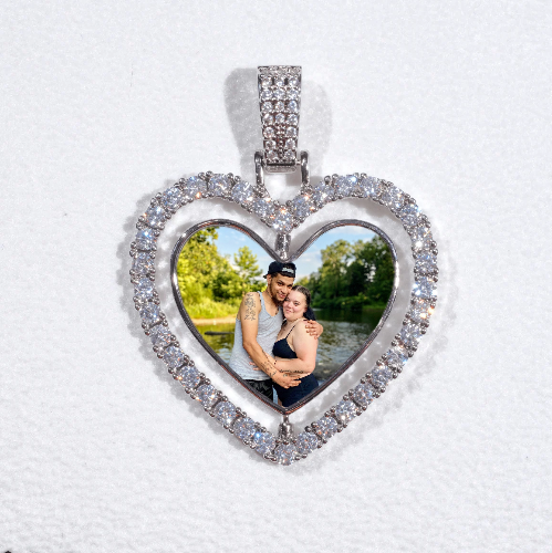 3D Spinning 2-Faced Heart Custom Picture Pendant