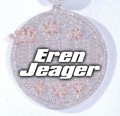 CUSTOM LETTER NECKLACE 3D BIG CROWN DISC