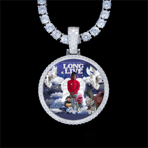 925S & VVS Moissanite 3D Circle Custom Picture Pendant