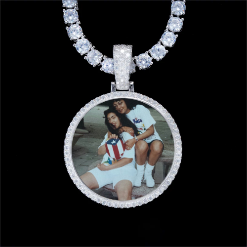 925S & VVS Moissanite 3D Circle Custom Picture Pendant