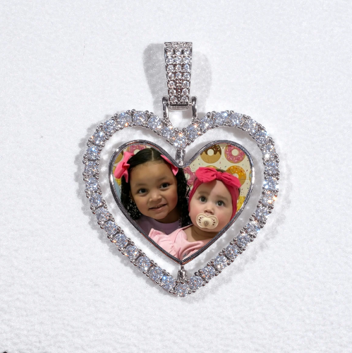 3D Spinning 2-Faced Heart Custom Picture Pendant