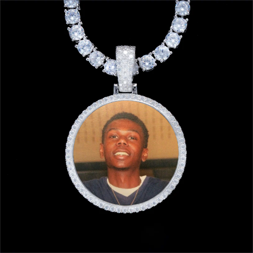 925S & VVS Moissanite 3D Circle Custom Picture Pendant