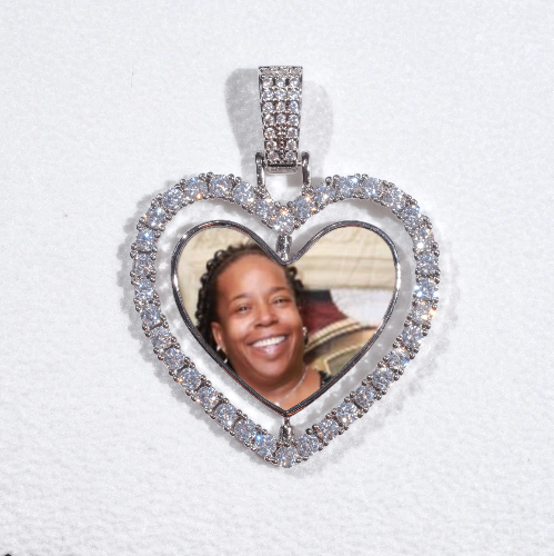 3D Spinning 2-Faced Heart Custom Picture Pendant