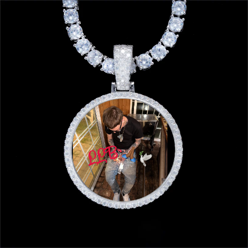 925S & VVS Moissanite 3D Circle Custom Picture Pendant