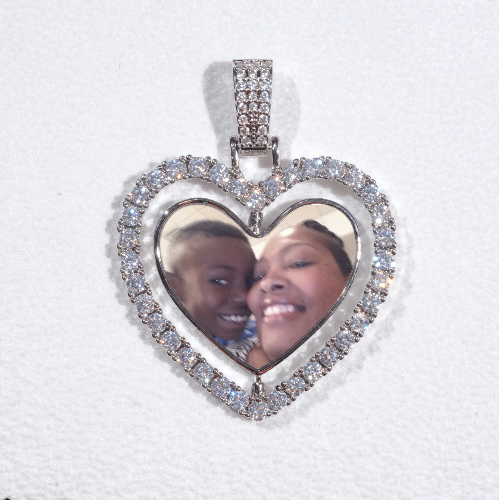 3D Spinning 2-Faced Heart Custom Picture Pendant