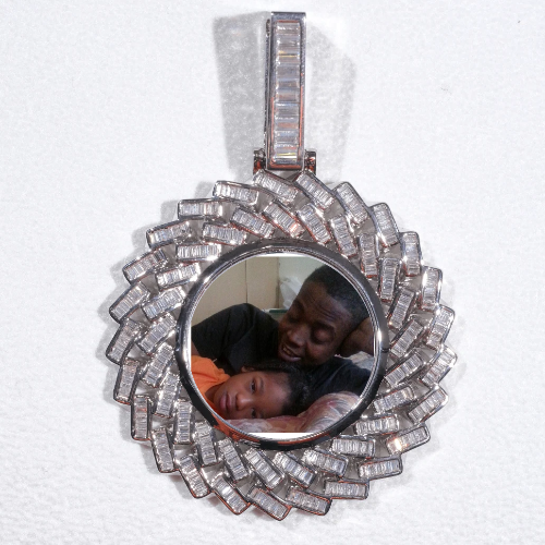 Large 3D Baguette Custom Picture Pendant